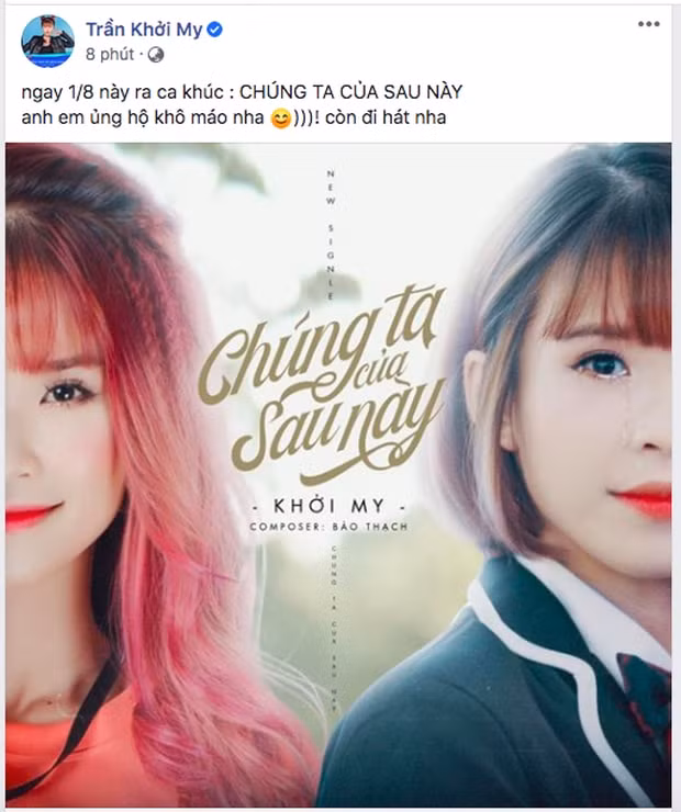 Dòng trạng thái trên trang cá nhân của Khởi My.