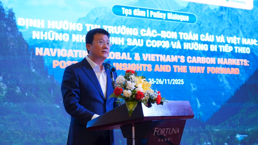 Ông Nguyễn Tuấn Quang – Phó Cục trưởng Cục BĐKH (Bộ NN&MT) phát biểu đề dẫn tại sự kiện
