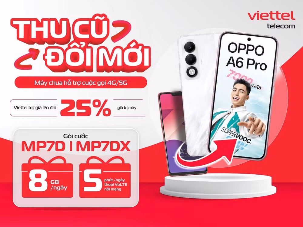 “Thu cũ đổi mới” là một trong những chương trình Viettel đồng hành với khách hàng nâng cấp thiết bị hỗ trợ 4G/5G VoLTE