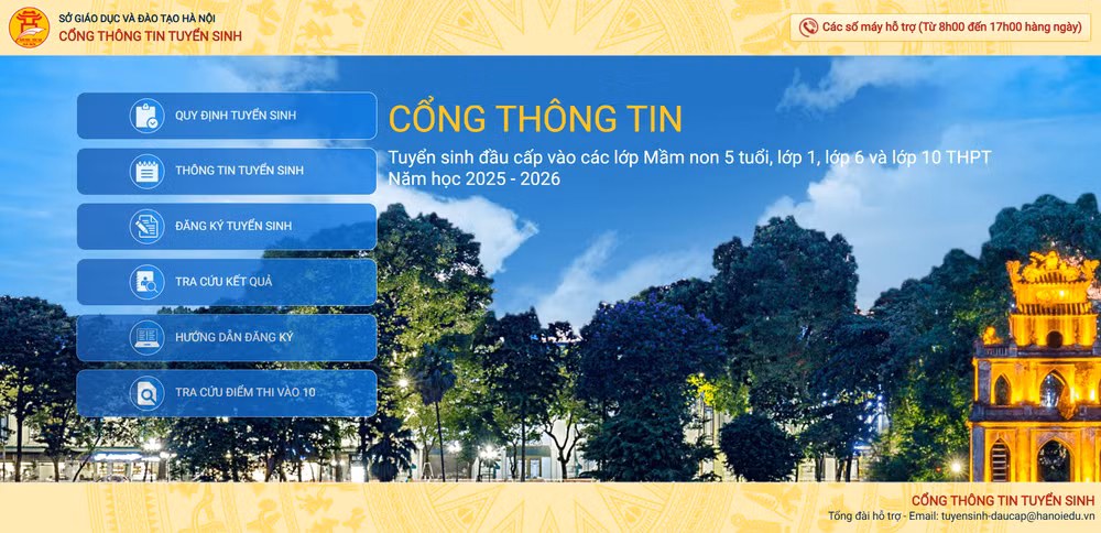 Cổng đăng ký tuyển sinh của Sở Giáo dục và Đào tạo Hà Nội.