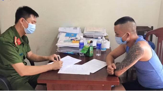 Lương Văn Tiến tại cơ quan Công an.