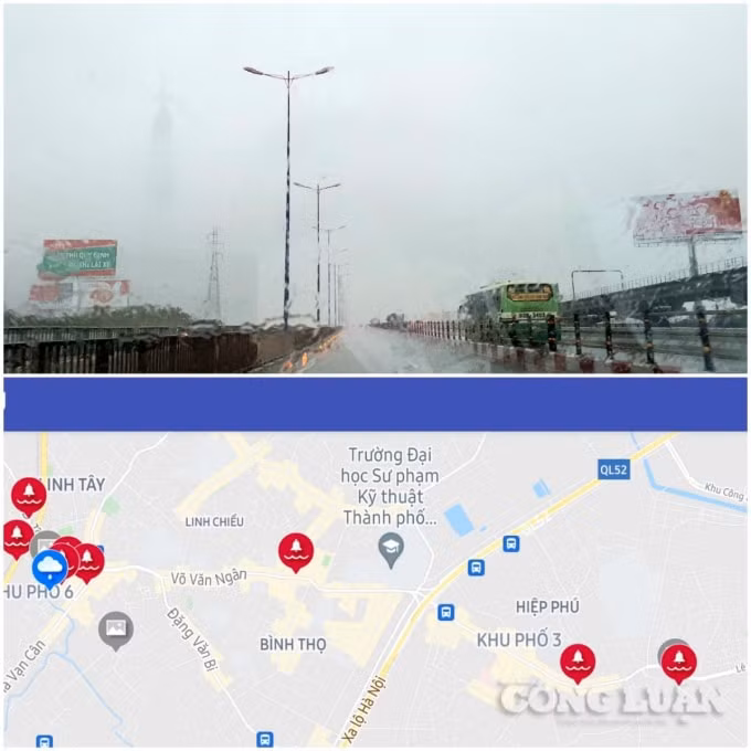 Bản đồ báo ngập xuất hiện nhiều nơi.