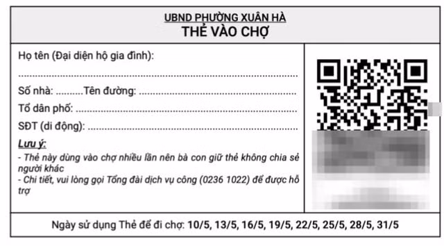 Hình ảnh mẫu thẻ đi chợ ứng dụng công nghệ QR Code. Ảnh: dantri.com.vn