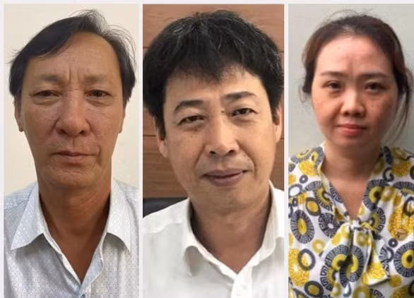 Từ trái qua: ông Hồ Văn Ngon, ông Dư Huy Quang và bà Lê Thị Diệp Cẩm. Ảnh: CA