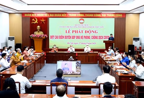 Toàn cảnh lễ phát động phong trào “Toàn dân đoàn kết, ra sức phòng, chống dịch COVID-19
