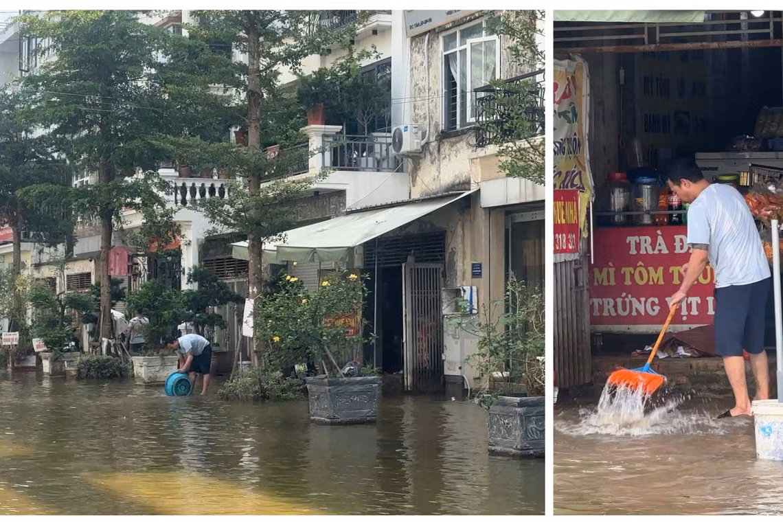 KĐT Tân Tây Đô vẫn ngập một số tuyến đường, người dân chật vật trở lại cuộc sống