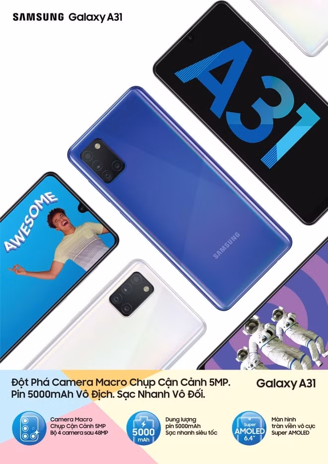 Samsung Galaxy A31 chính thức ra mắt tại Việt Nam.