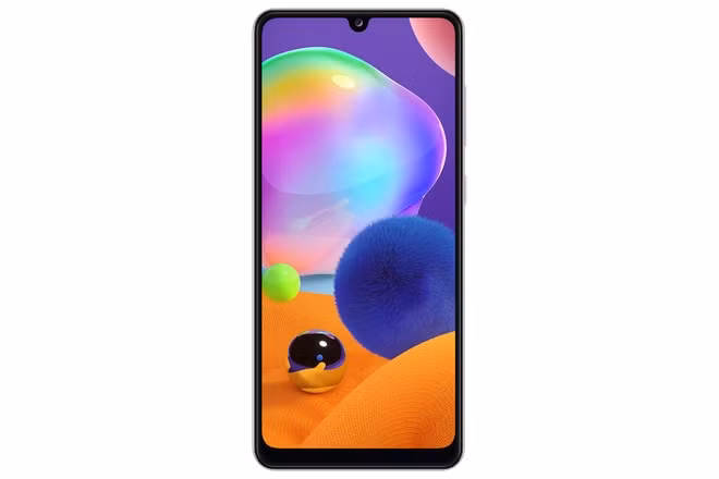 Galaxy A31 trang bị chip xử lý MediaTek Helio P65 và màn hình tràn viền Infinity-U kích thước 6,4 inch, độ phân giải Full HD+ (2.400 x 1.080 pixel) với tấm nền Super AMOLED.