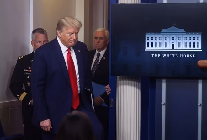 Tổng thống Mỹ Donald Trump tại cuộc họp báo Nhà Trắng ngày 20/4. Ảnh: Reuters.