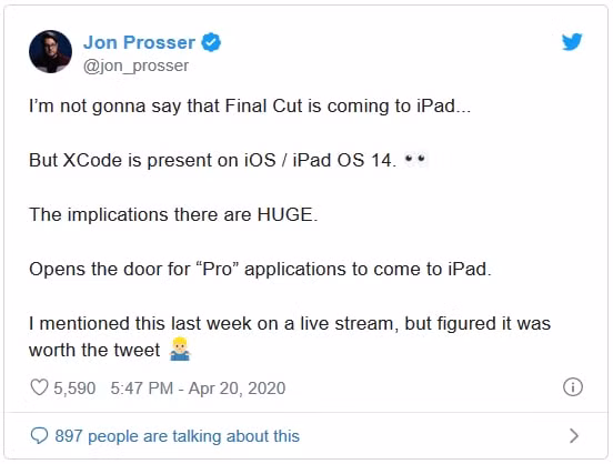 Jon Prosser nói rằng công cụ phát triển phần mềm XCode sẽ có mặt trên hệ điều hành iOS / iPadOS 14.