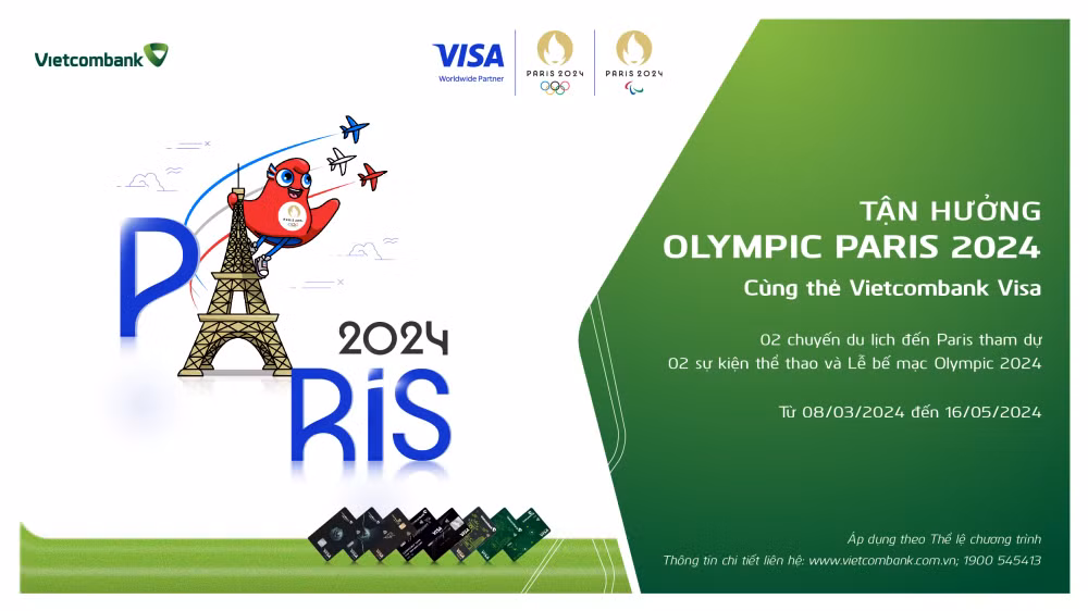 nhan chuyen di phap 5 ngay 4 dem xem olympic 2024 cung the vietcombank visa hinh 1