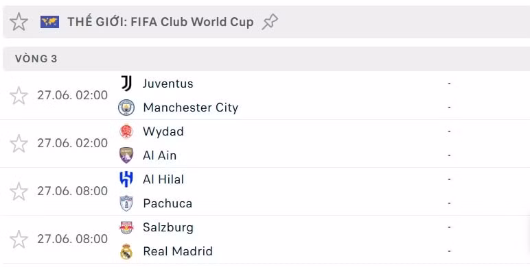 Lịch thi đấu FIFA Club World Cup 2025