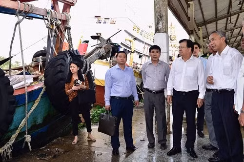 Phó Thủ tướng Trịnh Đình Dũng đi thăm, chỉ đạo tại địa phương ven biển khi bão sắp đổ bộ vào đất liền.