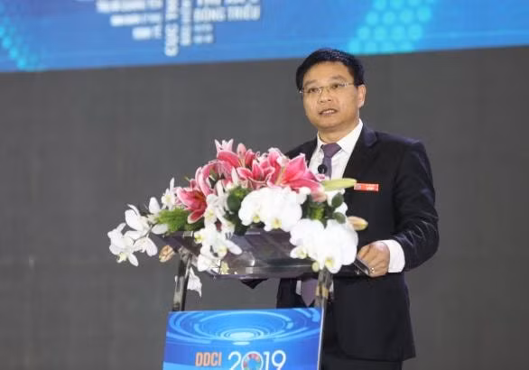 Đồng chí Nguyễn Văn Thắng, Chủ tịch UBND tỉnh Quảng Ninh phát biểu tại lễ công bố kế quả DDCI. ẢNh do Sở TTTT tỉnh cung cấp.