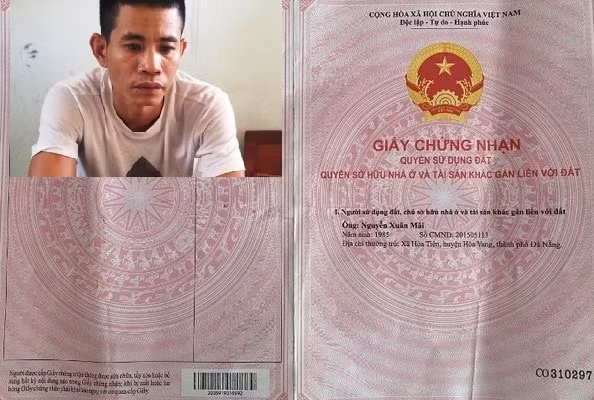 Sổ đỏ mà Nguyễn Xuân Mãi đặt làm giả trên mạng.