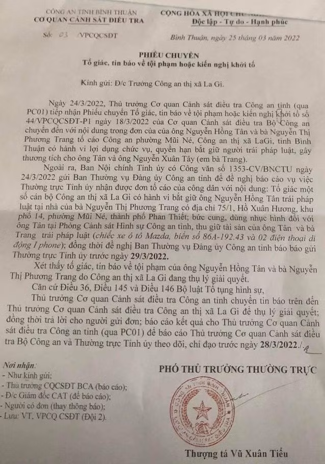yeu cau giai quyet vu cong an thi xa la gi bi to bat giu nguoi trai phap luat hinh 1