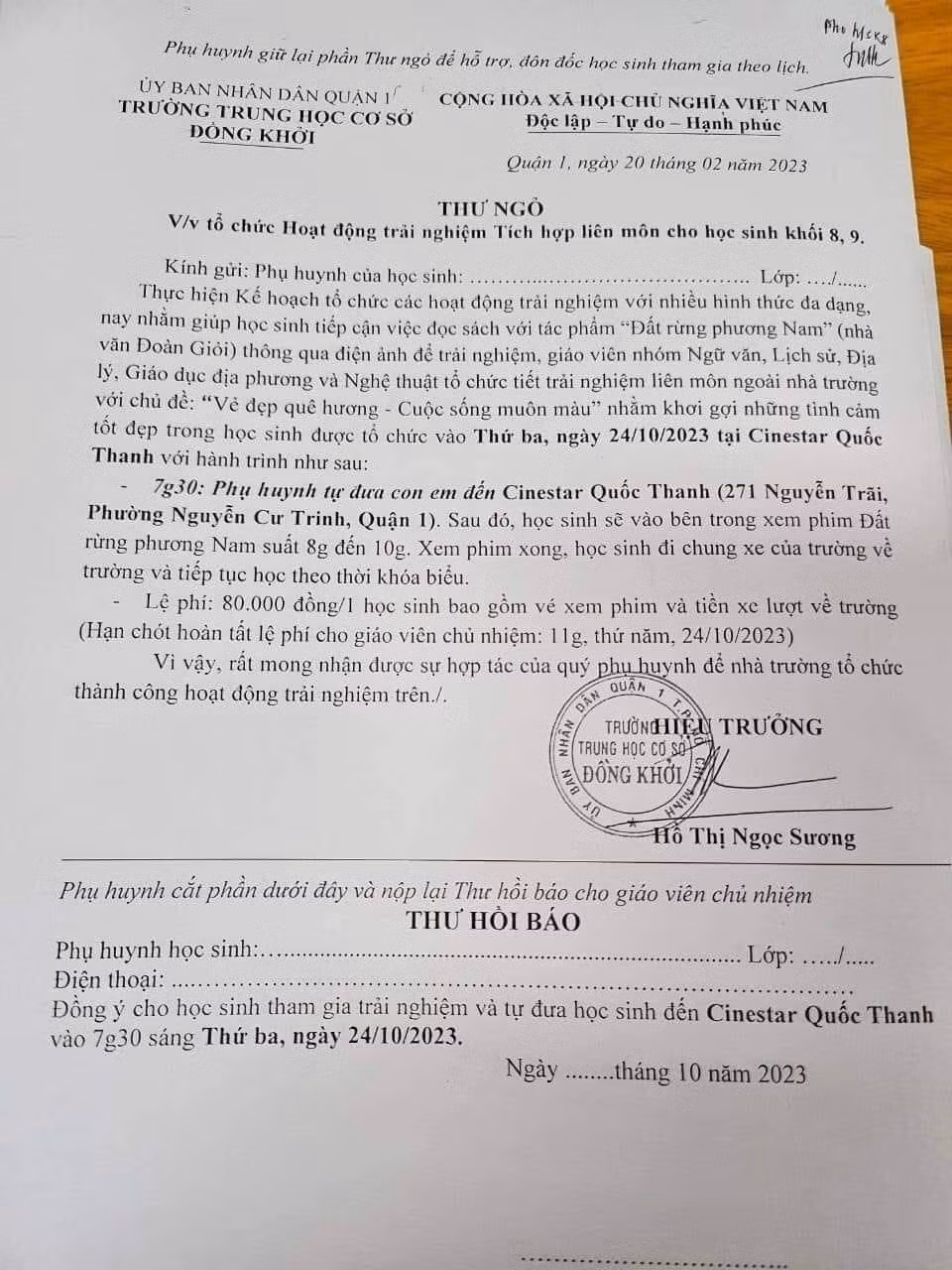 ro thong tin sinh vien khong di xem phim dat rung phuong nam bi tru diem hinh 2
