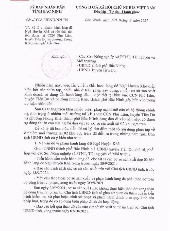 bac ninh yeu cau xu ly dut diem vi pham hanh lang de ngu huyen khe truoc 30 9 hinh 1