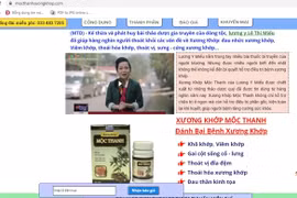 Khuyến cáo người tiêu dùng không sử dụng sản phẩm Xương khớp Mộc Thanh
