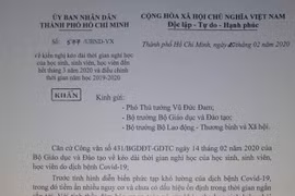 TP.HCM kiến nghị kéo dài thời gian nghỉ học đến hết tháng 3/2020