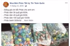 Xử lý nghiêm các hoạt động kinh doanh, buôn bán pháo nổ trên mạng xã hội Facebook, YouTube