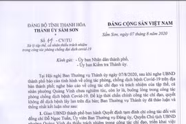 TP Sầm Sơn: Chính thức kỷ luật cán bộ Chủ tịch phường vì lơ là chống dịch