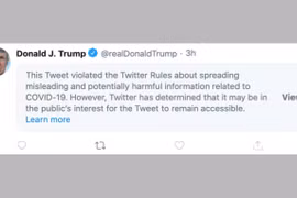 Facebook, Twitter gỡ những bài viết chứa nội dung sai lệch về Covid-19 của Trump