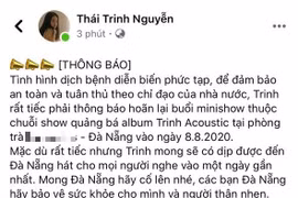 Ca sĩ Thái Trinh hủy show tại Đà Nẵng vì dịch covid-19