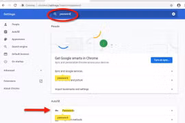 Thao tác để xóa các mật khẩu đã lưu trên Google Chrome
