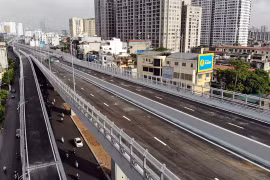 Cận cảnh tuyến đường vành đai 2 đoạn Ngã Tư Sở đi phố Vọng