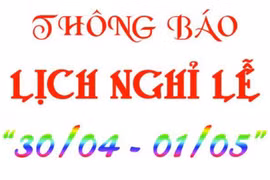 Lịch nghỉ lễ 30/4 và 1/5 năm 2020