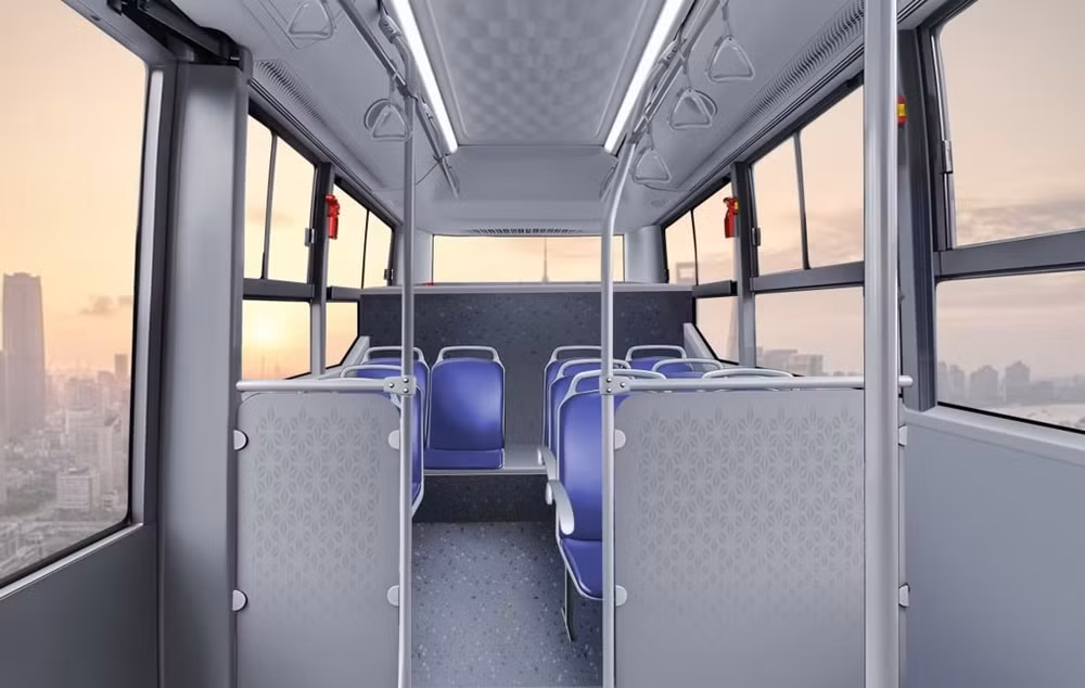 Thiết kế bên trong của phiên bản xe buýt điện đô thị VinFast EB 6 - Ảnh: VF