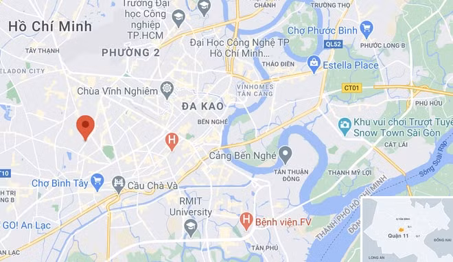 Vụ cháy xảy ra trên đường Lạc Long Quận, quận 11. Ảnh: Google Maps