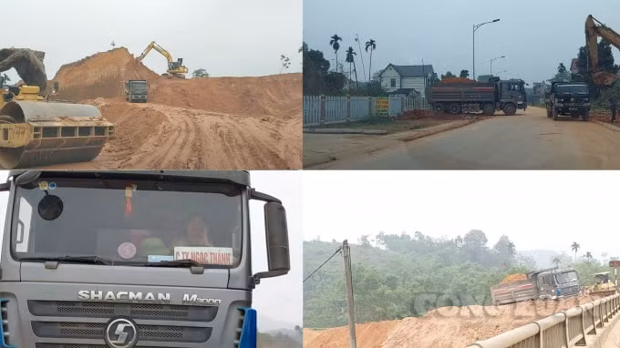 Quá trình khai thác đất đi lấp dự án có dấu hiệu trái phép tại thị trấn Hạ Hòa.