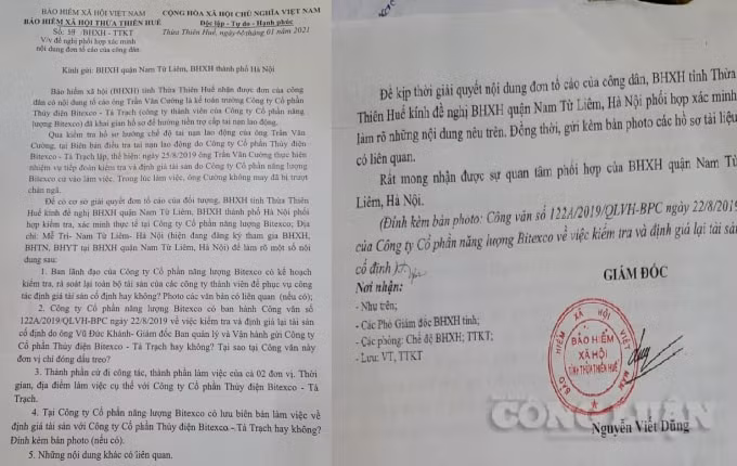 Văn bản gửi BHXH Nam Từ Liêm đề nghị xác minh, điều tra lại sự việc.