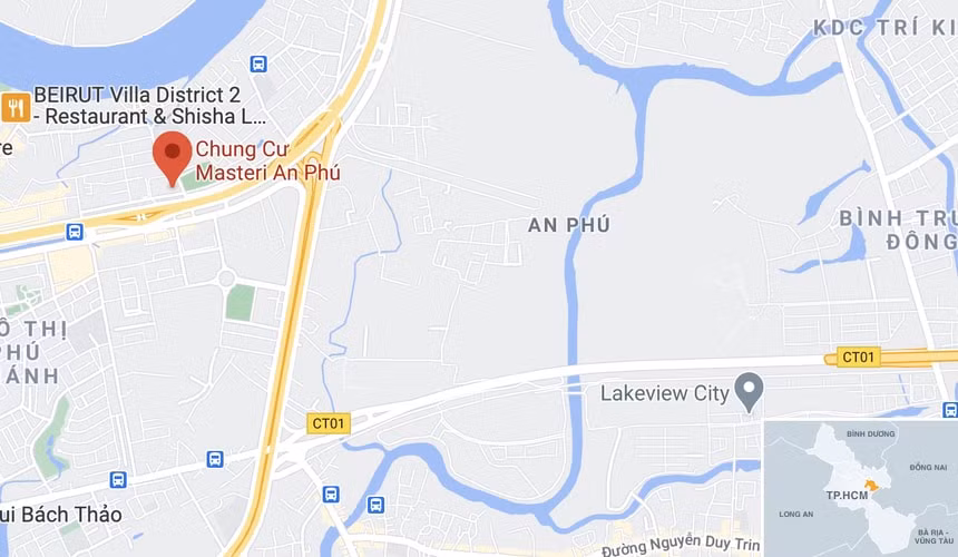 Vụ việc xảy ra tại chung cư Masteri An Phú, TP. Thủ Đức. Ảnh: Google Maps