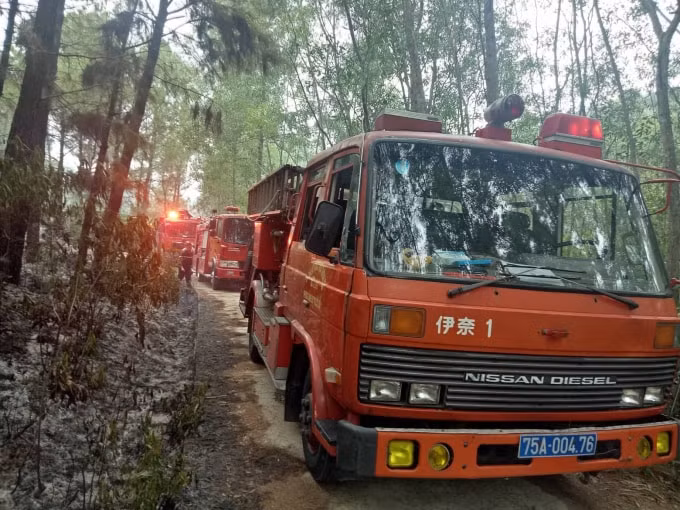 Nhiều xe cứu hỏa được huy động đến hiện trường.