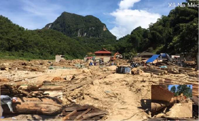 Trận lũ quét kinh hoàng đã gây thiệt hại lớn về người và tài sản tại bản Sa Ná, xã Na Mèo, huyện Quan Sơn, tỉnh Thanh Hóa. (Ảnh: Tổng cục KTTV cung cấp).