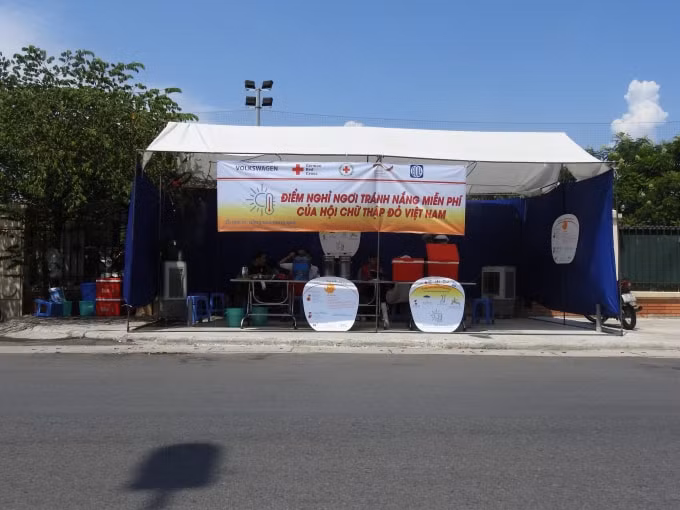 Điểm tránh nóng cố định trên địa bàn phường Phúc xá quận Ba Đình, Hà Nội - ảnh Hà Long