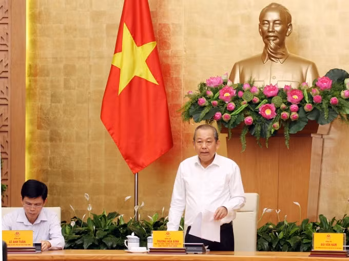 Phó Thủ tướng Thường trực Chính phủ Trương Hòa Bình phát biểu tại Hội nghị. Ảnh: VGP