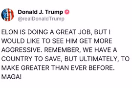 Ông Trump kêu gọi tỷ phú Musk 'quyết liệt hơn' trong việc thu hẹp bộ máy chính phủ