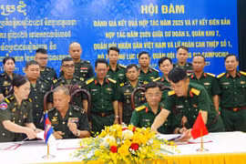 Sư đoàn 5 hội đàm đánh giá kết quả hợp tác với Lữ đoàn Can thiệp số 1, Quân đội Hoàng gia Campuchia