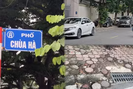 Vỉa hè phố Chùa Hà bị lấn chiếm, xuống cấp nghiêm trọng
