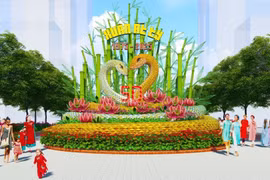 Lộ diện linh vật rắn 'khổng lồ' ở đường hoa Nguyễn Huệ dịp Tết Ất Tỵ