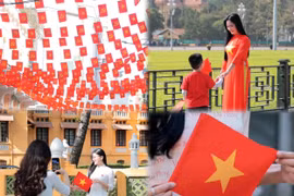 Hà Nội rực rỡ sắc cờ, người người háo hức check-in trước thềm 30/4