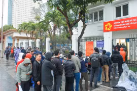 Người dân xếp hàng từ 4h sáng trong mưa rét để đổi giấy phép lái xe