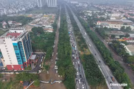 Sở Xây dựng Hà Nội phân luồng giao thông phục vụ sửa chữa Đại lộ Thăng Long