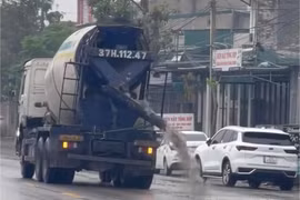 Nghệ An: Xử lý lái xe trộn bê tông để rơi vãi ra đường từ tin báo của người dân