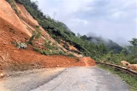 Sạt lở đất khiến giao thông trên tuyến ĐT433 ở Hòa Bình bị gián đoạn