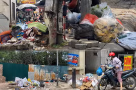 Hà Nội: Rác tràn lan dưới chân các trụ điện